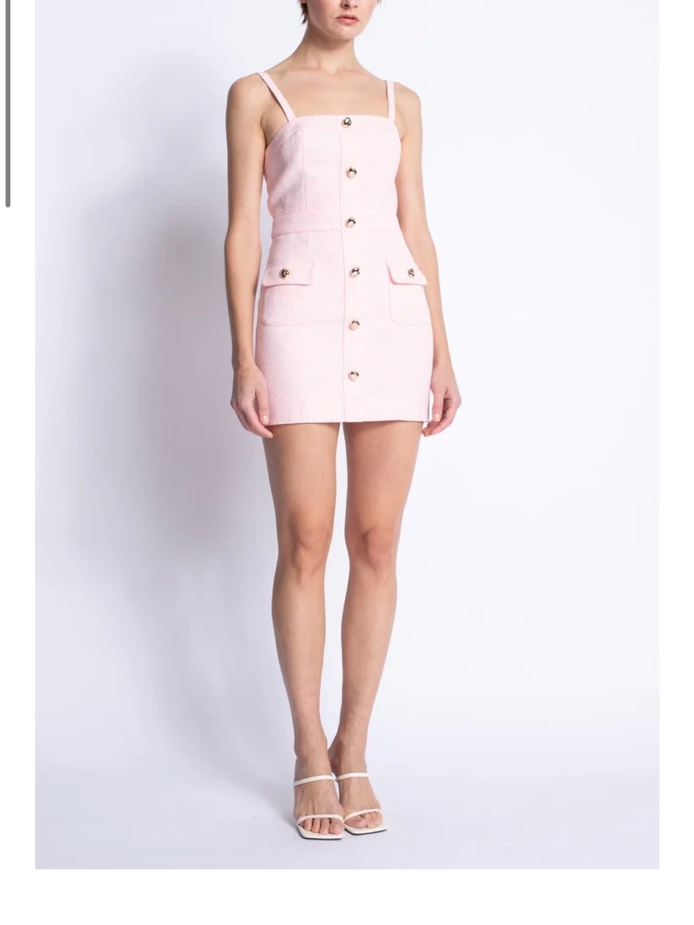 Karina Grimaldi Blush Pink Button-Front Mini Dress